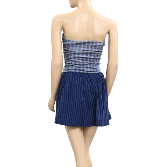 Free People Reina Tube Mini Dress Floral Striped Printed Strapless M New 279684 - Picture 5 of 8